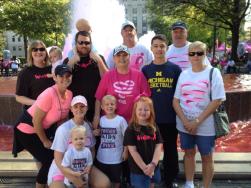 Becky and her husband, sons, daughters-in-law, and grandbabies at Birmingham's Race For the Cure, 2014